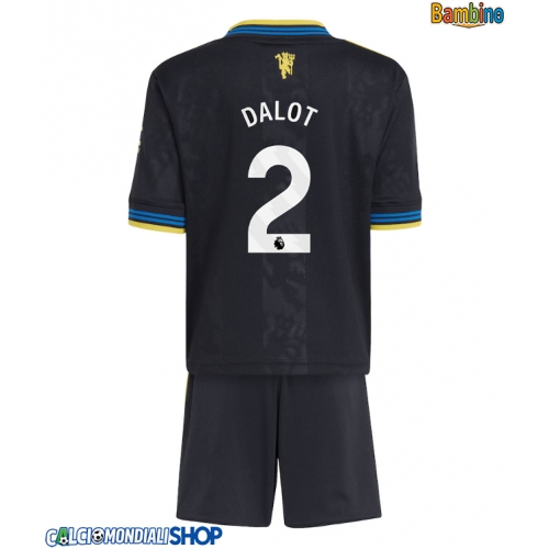 Maglie da calcio Manchester United Diogo Dalot #2 Terza Maglia Bambino 2025-26 Manica Corta + Pantaloni corti)